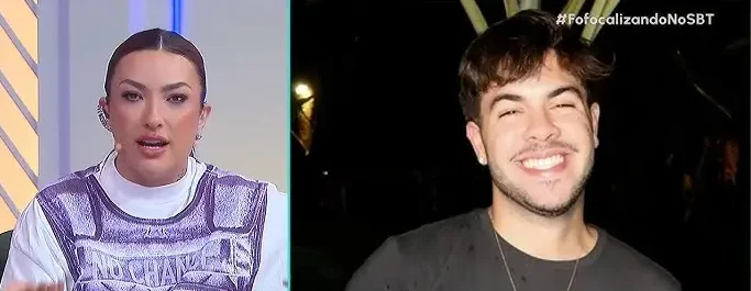 Thayse Teixeira em treta com o influenciador Álvaro Xaro (Créditos: Reprodução/SBT)